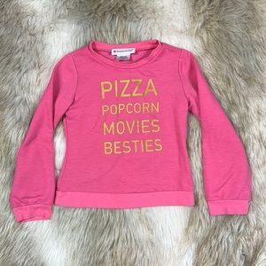 ‘Pizza Popcorn Movies Besties’ Long Sleeve American Girl Sweatshirt, XS(6)